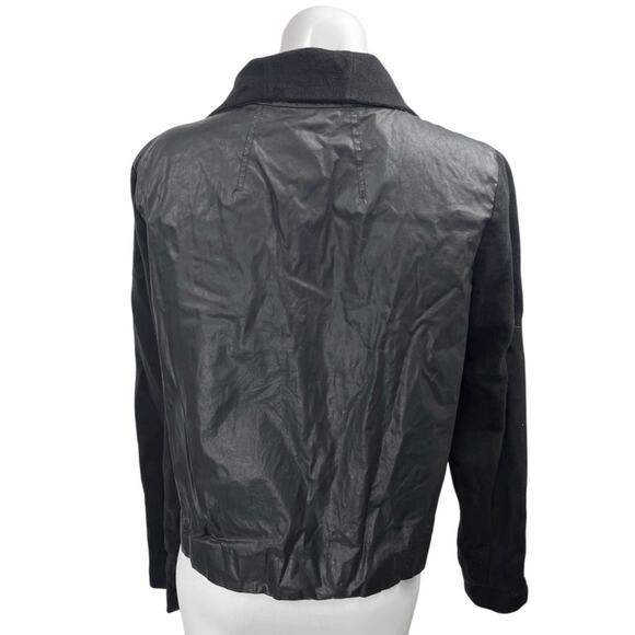 Helmut Lang Black Faux Leather Long Sleeve Collar Zip Motorcycle Coat Jacket M - Picture 2 of 5